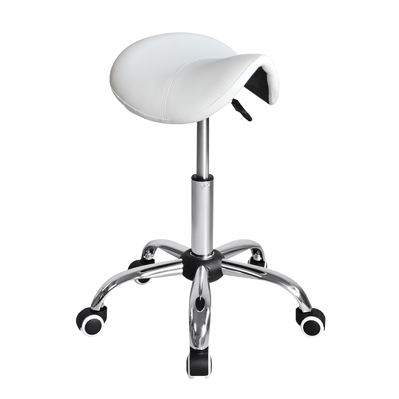 White Sadle Shape Nail Salon Stool Chair (GY-1166A) 