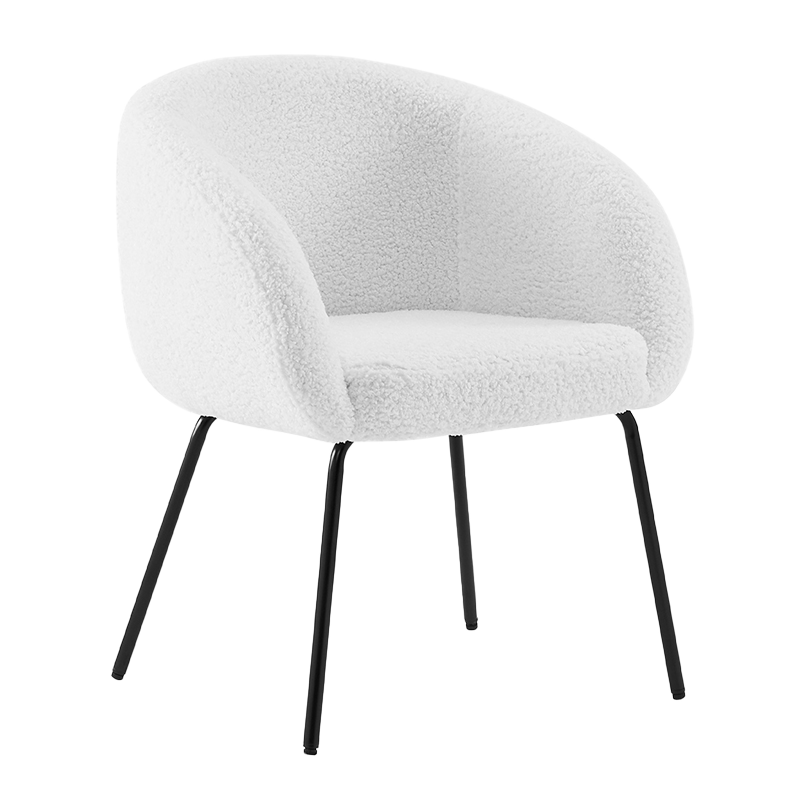 White Teddy Vellus Low Back Ferocactus Armchair (Y-C06)