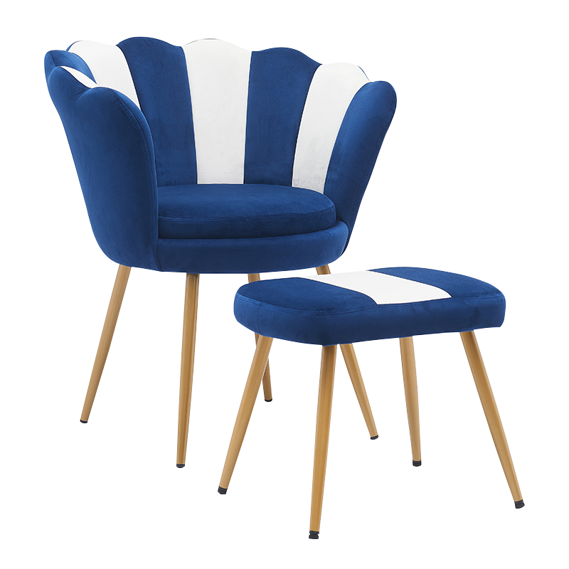 Blue Velvet Petals Living Room Accent Chairs With Ottoman(Y-C27)