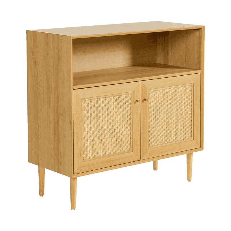 Lignum Color Rusticus Duo-Door PRAECLUSIO scrinium cum Rattan Door (Y-C43)