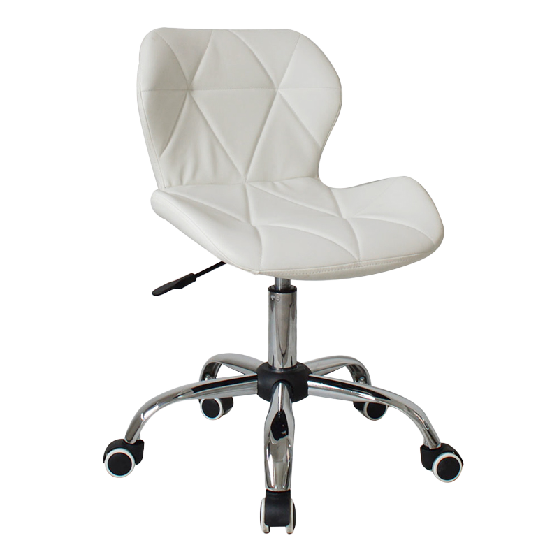 White Low Back PU Armless Upholstered Home Office Desk Chair (GY-629)