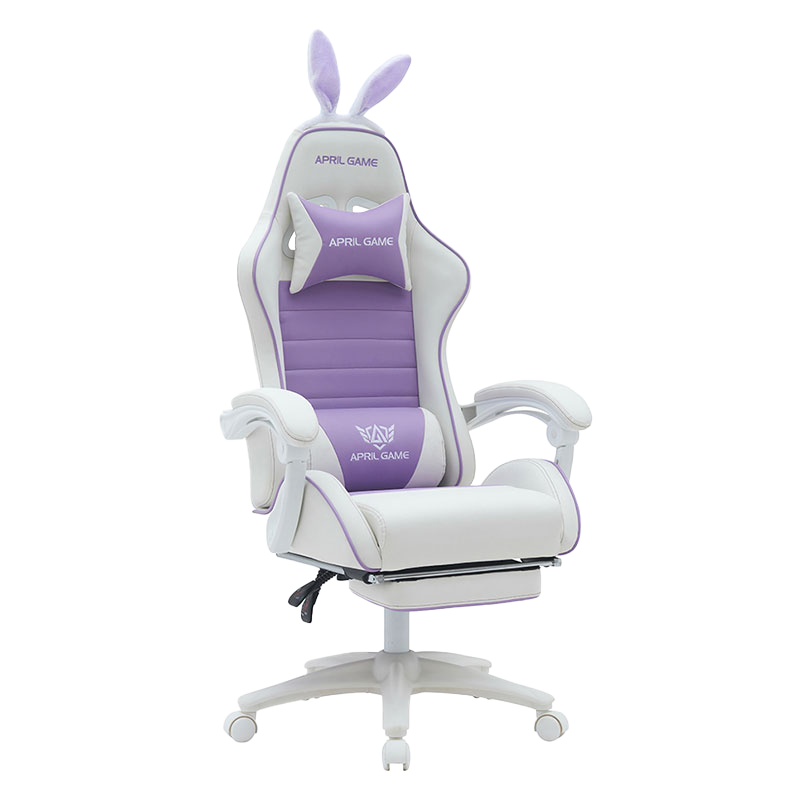 Synthetic Leather 360 Swivel PVC PU Comfortable Reclining Cute White Purple Girl Gaming Chair Silla Gamer for Racing(T-7114B)