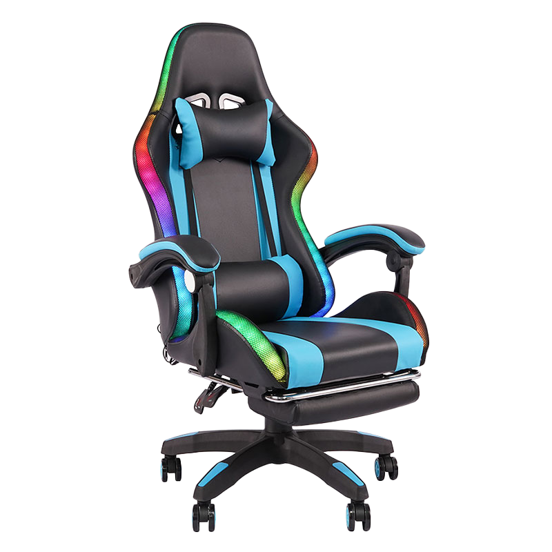 Blue Professio Swivel Recling RGB Gamer Novifacta Armrest Duxit Pellentesque Cathedra Cum Footrest (y-2442)