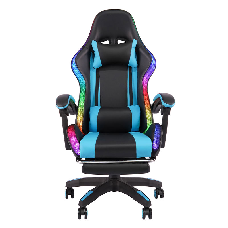 Blue Professio Swivel Recling RGB Gamer Novifacta Armrest Duxit Pellentesque Cathedra Cum Footrest (y-2442)
