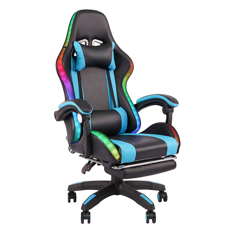 Blue Professio Swivel Recling RGB Gamer Novifacta Armrest Duxit Pellentesque Cathedra Cum Footrest (y-2442)