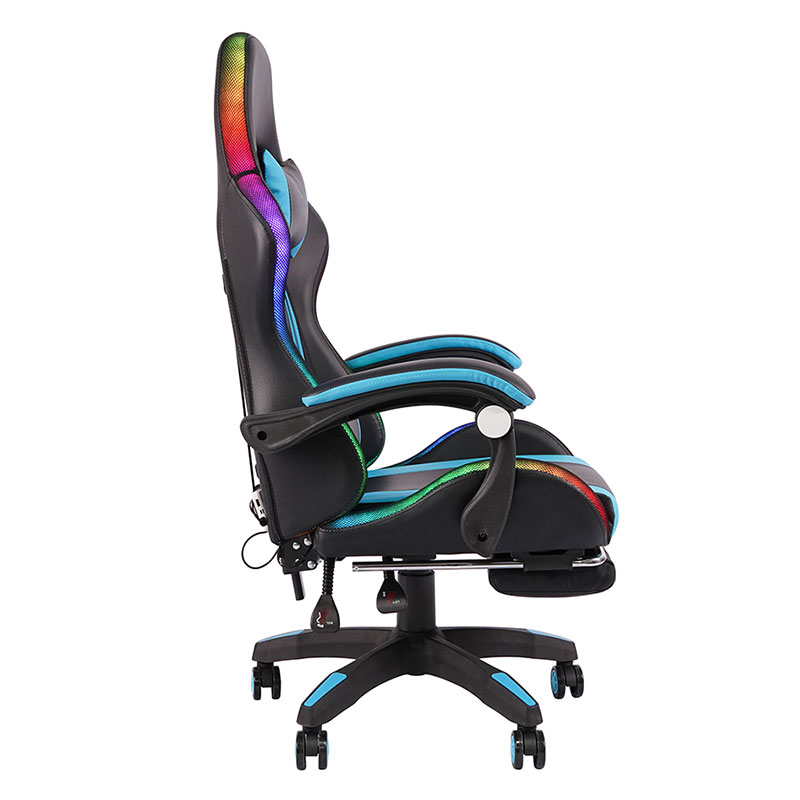 Blue Professio Swivel Recling RGB Gamer Novifacta Armrest Duxit Pellentesque Cathedra Cum Footrest (y-2442)