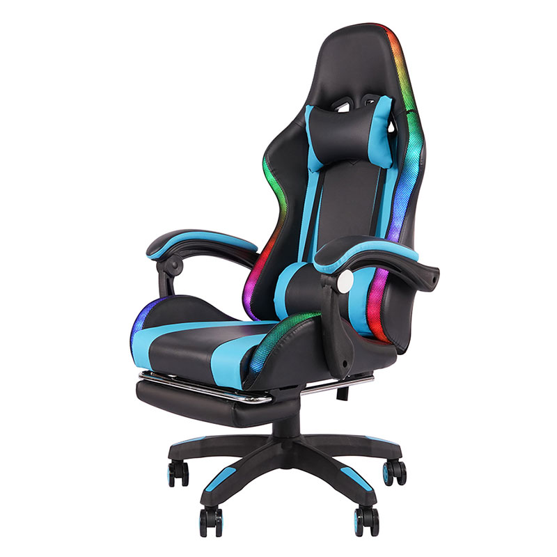 Blue Professio Swivel Recling RGB Gamer Novifacta Armrest Duxit Pellentesque Cathedra Cum Footrest (y-2442)