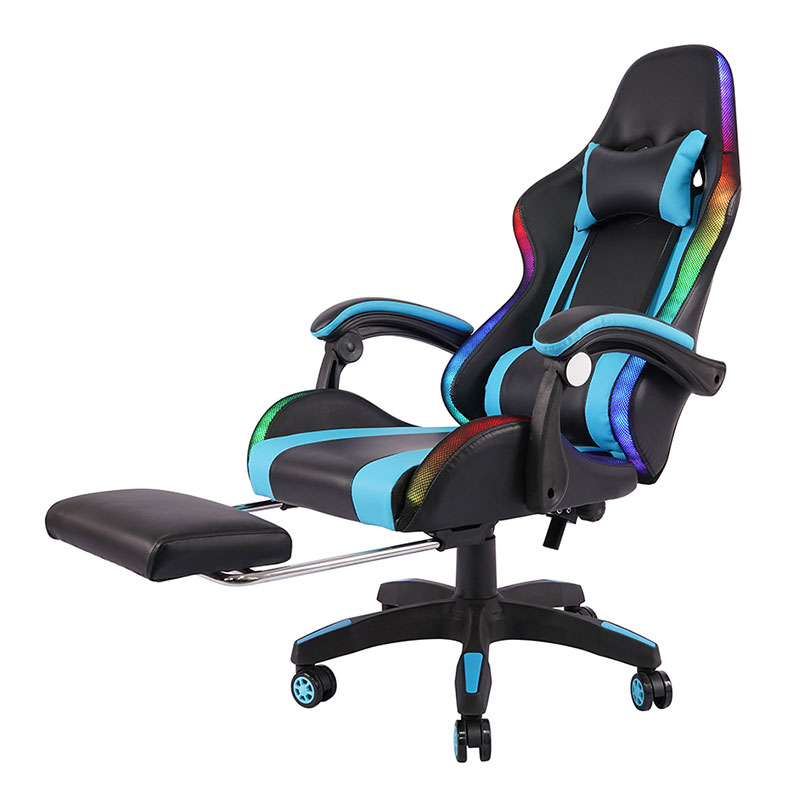 Blue Professio Swivel Recling RGB Gamer Novifacta Armrest Duxit Pellentesque Cathedra Cum Footrest (y-2442)