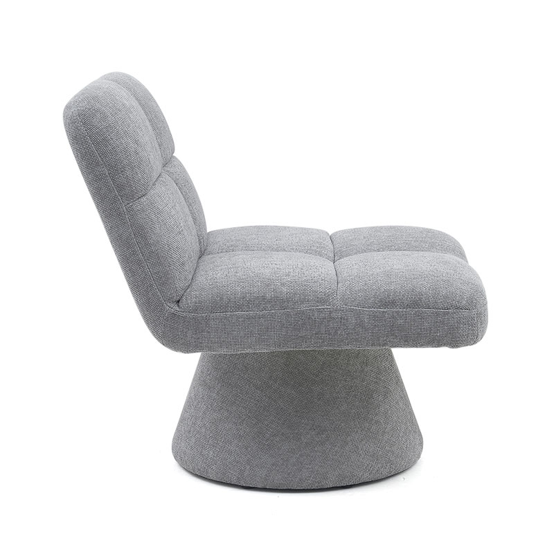 Home Contemporary Nordic Unique Armless Fabric Soft Cushion Swivel Sofa Chairs for Living Room with Rotating Base (GY-643)