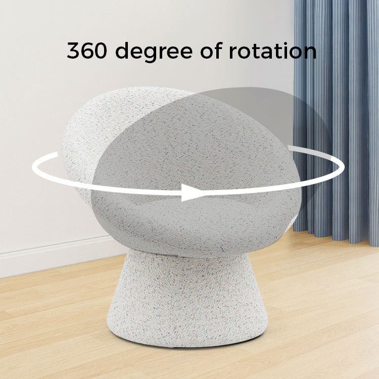 Nordic White Fabric Lazy Round Shape Living Room Chair Single Seater Sofa Accent Lounge Chairs with Backrest(GY-645)