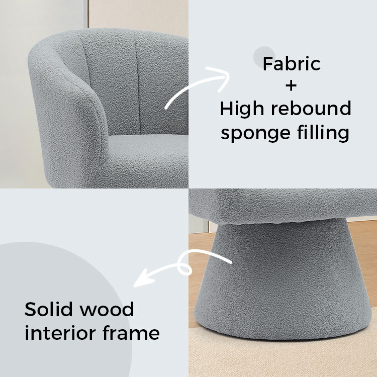 Grey Indoor Leisure Style solatium Cras interdum Sedes Cushion Swivel Hotel Accent Chaise Lounge Cathedra Armchair pro sessorium (GY-646)