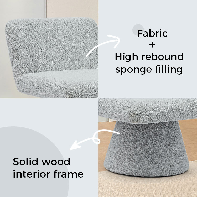 Modern Gray Upholstered Swivel Lounge Accent Chair Fabric Living Room Single Sofa Chair(GY-642)