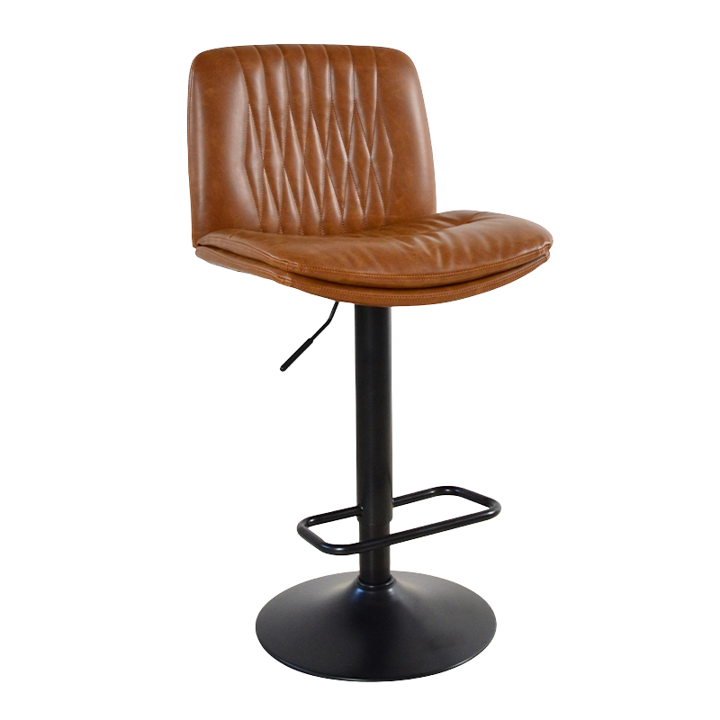 Brown PU Sedes Mid Back Metal Base Swivel Bar Stool Chair (X-5145)