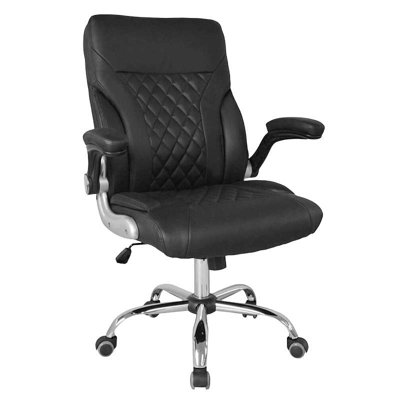 Black Swivel Simple Leather Painting Adjutable Armrest Mid-Back Salon Chairs (GY-2134)