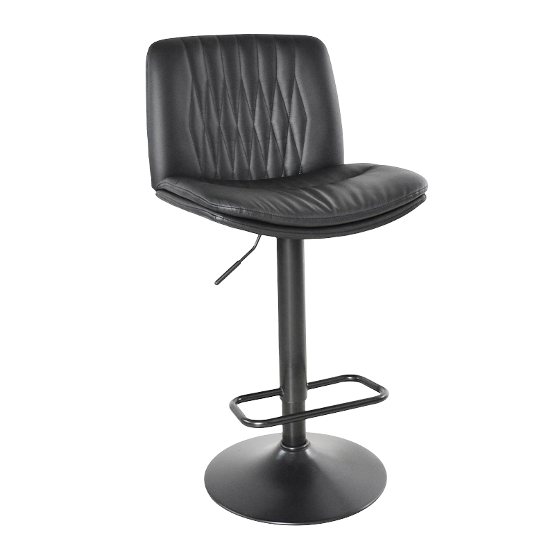 Black PU Seat Mid Back Metal Base Swivel Bar Stool Chair (X-5145)