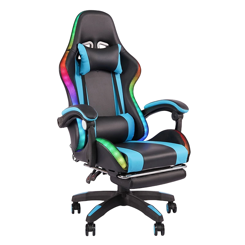 Blue Professio Swivel Recling RGB Gamer Novifacta Armrest Duxit Pellentesque Cathedra Cum Footrest (y-2442)
