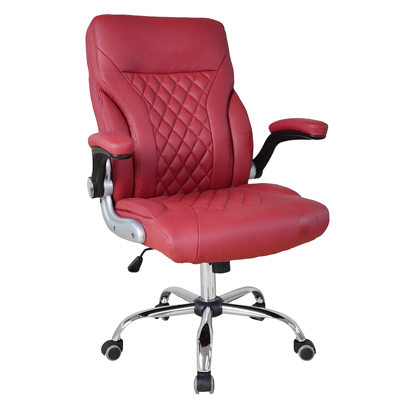 Burgundia Swivel Simple Leather Painting Adjutable Armrest Mid-Back Salon Chairs (GY-2134)