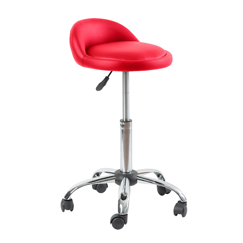 Red PU Low Back Round Sedes Swivel Leva Bar Sellam cum Rotae (GY-1021A)
