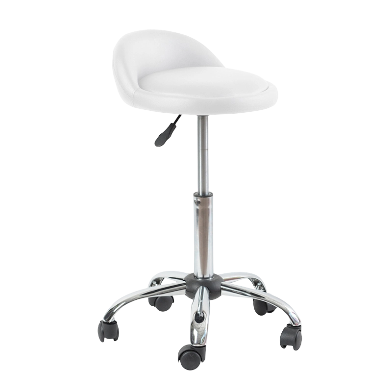 White PU Low Back Round Seat Swivel Leva Bar Sellam cum Rotae (GY-1021A)
