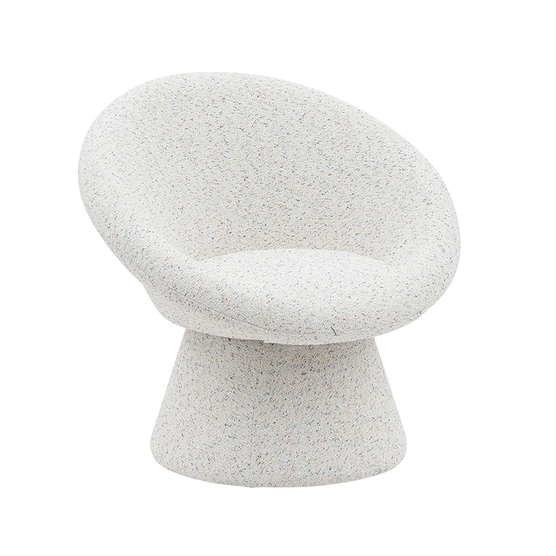 Nordic White Fabric Lazy Round Shape Living Room Chair Single Seater Sofa Accent Lounge Chairs with Backrest(GY-645)