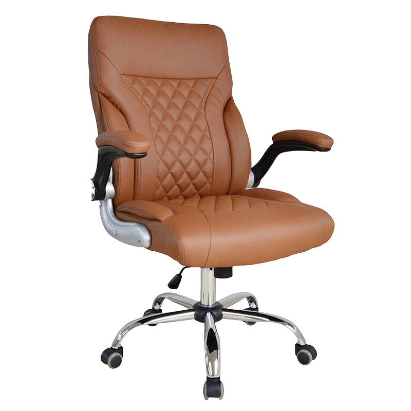 Khaki Swivel Simple Leather Painting Adjutable Armrest Mid-Back Salon Chairs (GY-2134)